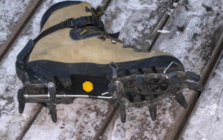 Crampons on boots