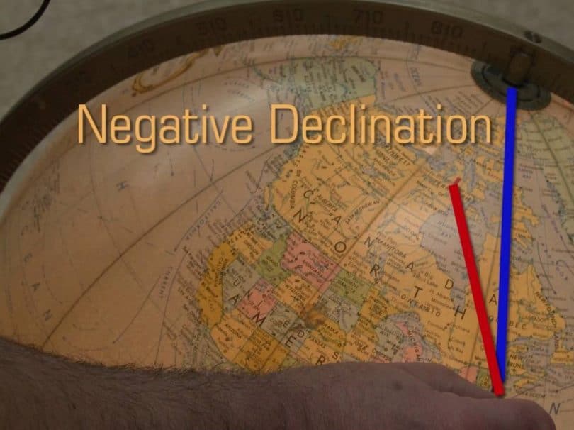 Negative declination on a compass