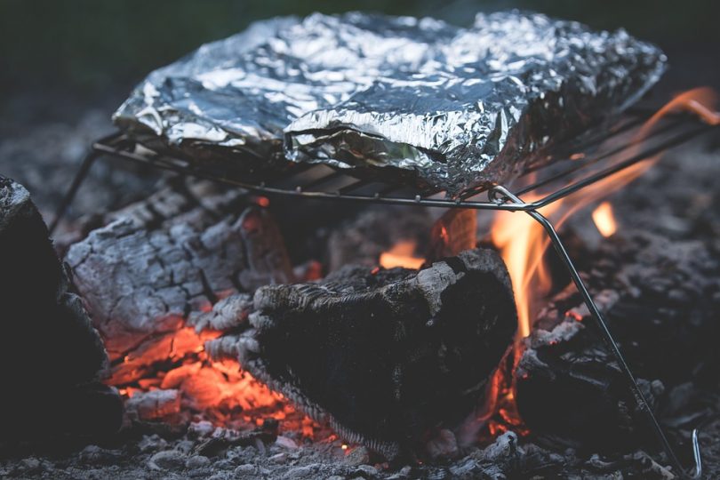 Cooking on a fire in the forest