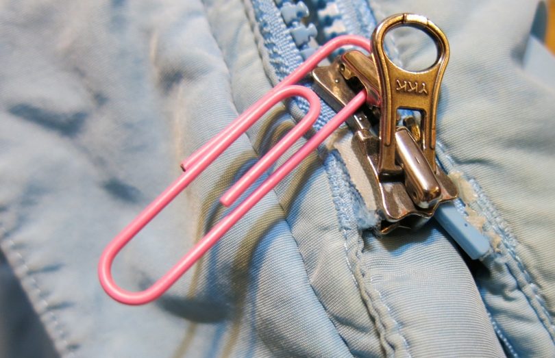 Fixing a stuck zipper