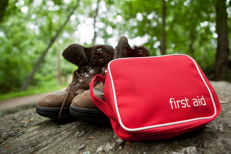 First aid kit on hike