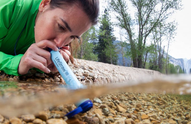 LifeStraw water filter in use