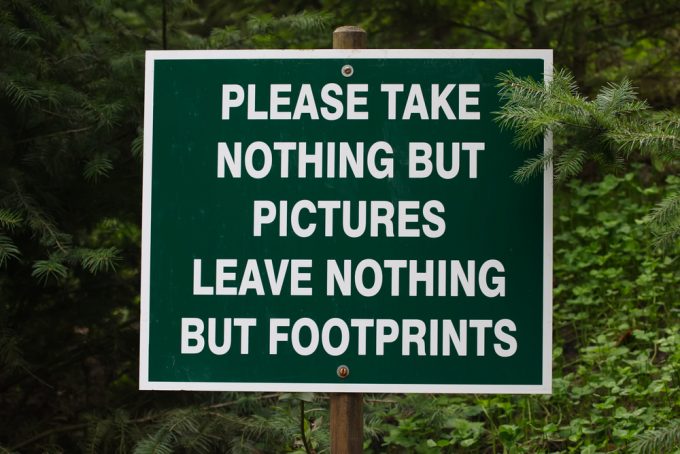 leave nothing but footprints sign