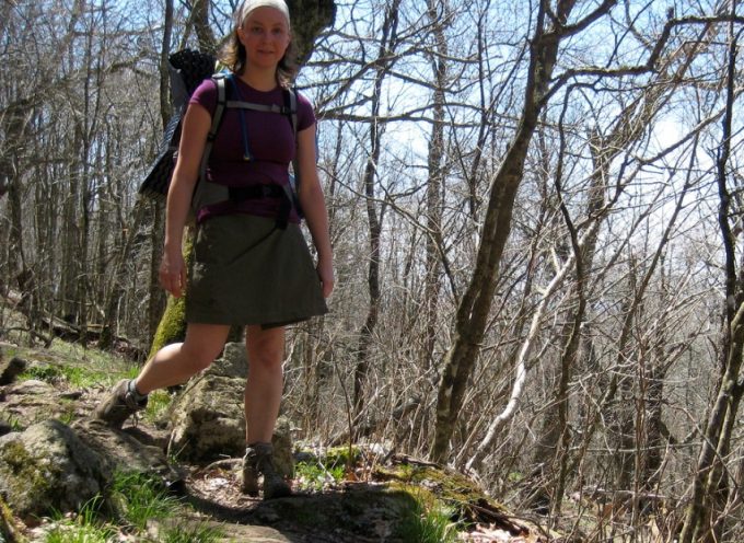 woman hiking in hiking skirt