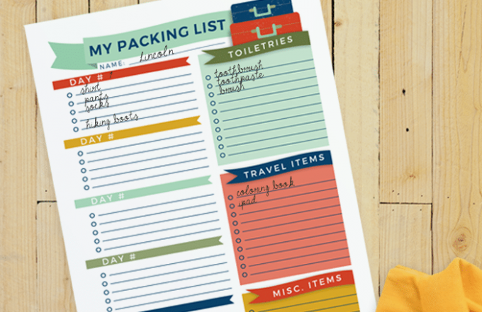 Packing list