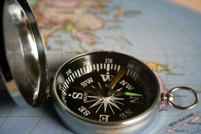 compass and a map