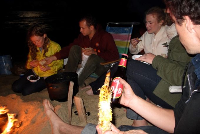 eating near campfire