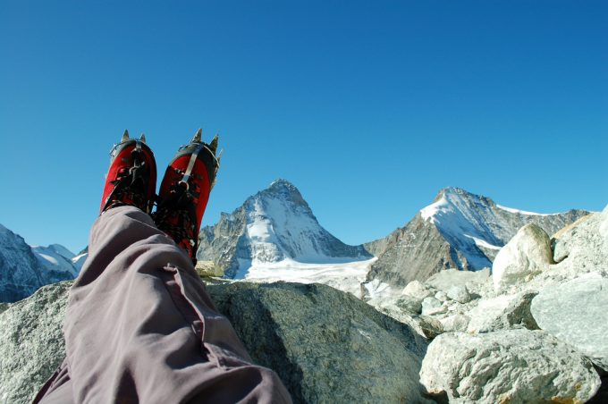 enjoying the view with mountaineering boots on