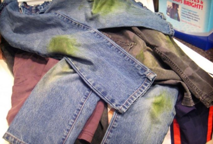 jeans with grass stains