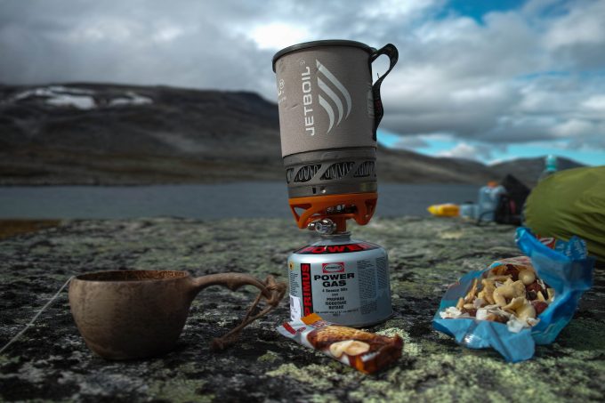 jetboil sol near food on ground