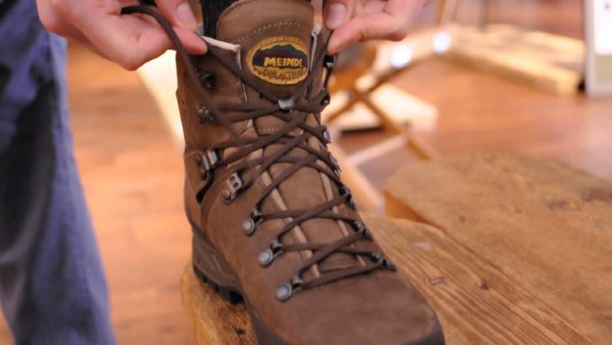 lace inspection on hiking shoes