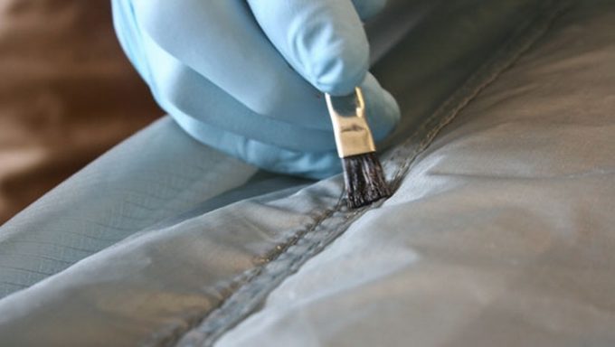 seam sealing on a tent
