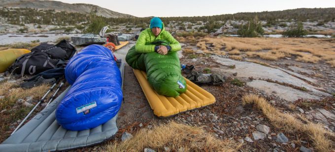 sleeping bag in the mountains