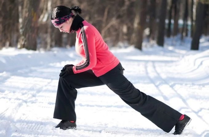 warming up in the winter with exercises