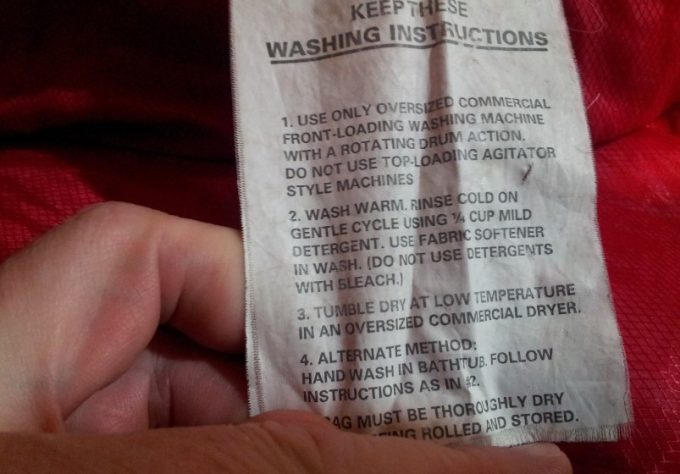 washing instructions on sleeping bag