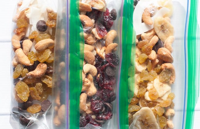 dried fruit and nuts in ziploc