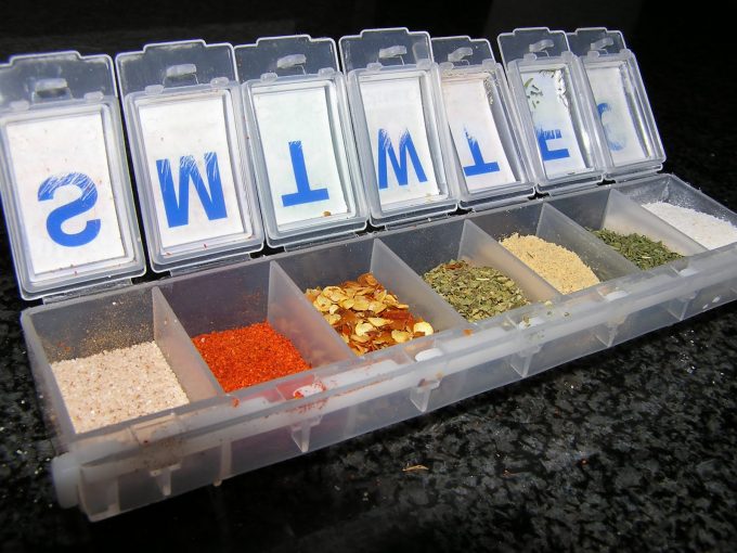 spices in pill container