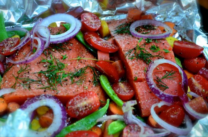 Meat with Vegetables in Foil