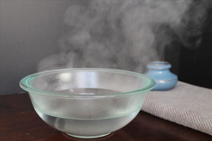 bowl with hot water