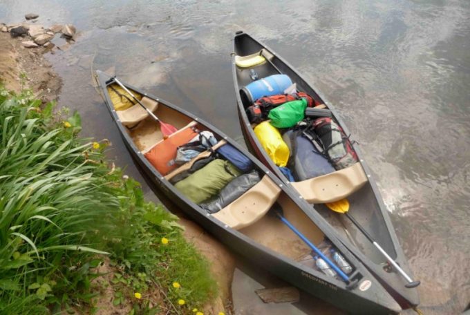 canoes ready for camping