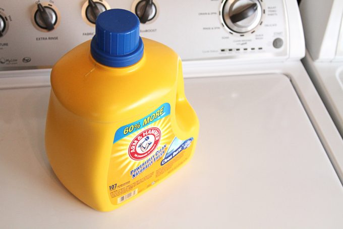 detergent on washing machine